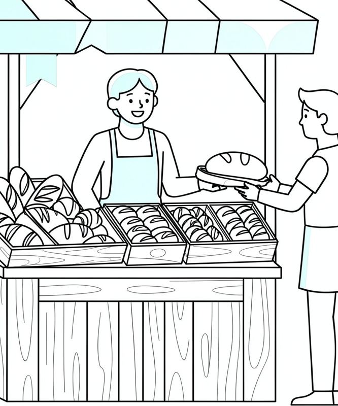パンの出張販売のイラスト
